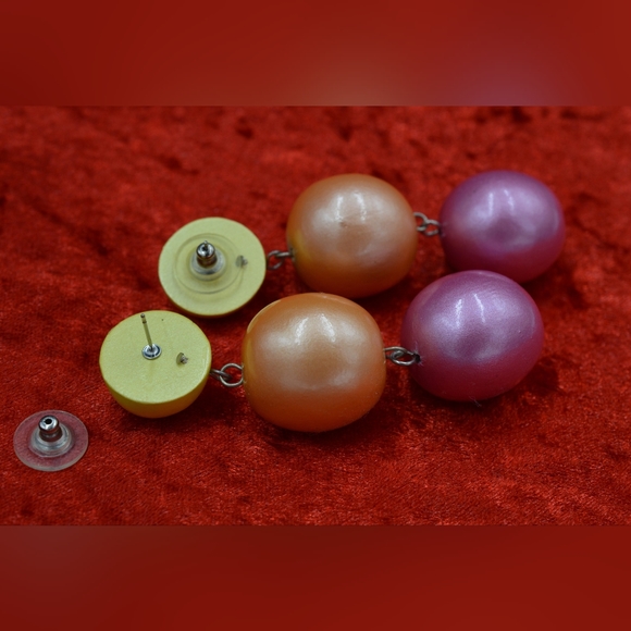 Earrings Big Pastel Balls Early 1990s Canada - Picture 6 of 6